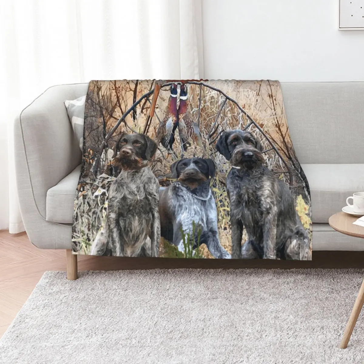 German Wirehaired Pointers with pheasants (GWP) Throw Blanket Cute For Baby Sofa Throw Blankets For Bed Blankets