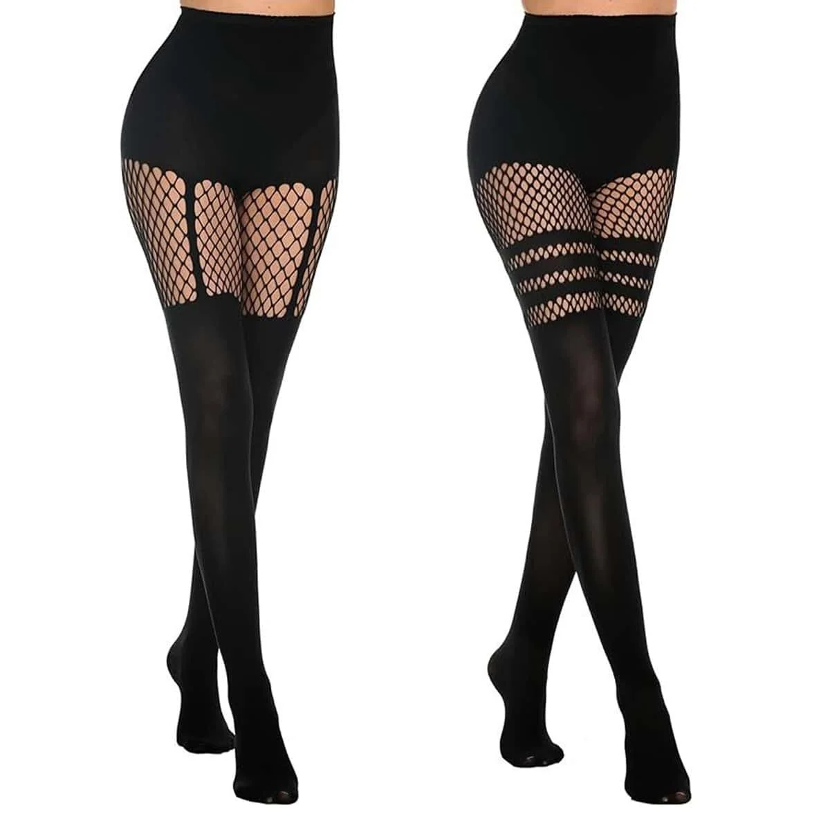 Black Hollow-Out Fishnet Garter Belt Stocking Sexy Suspender Pantyhose Lingerie Thigh High Sexy Tights for women plus size 3XXXL