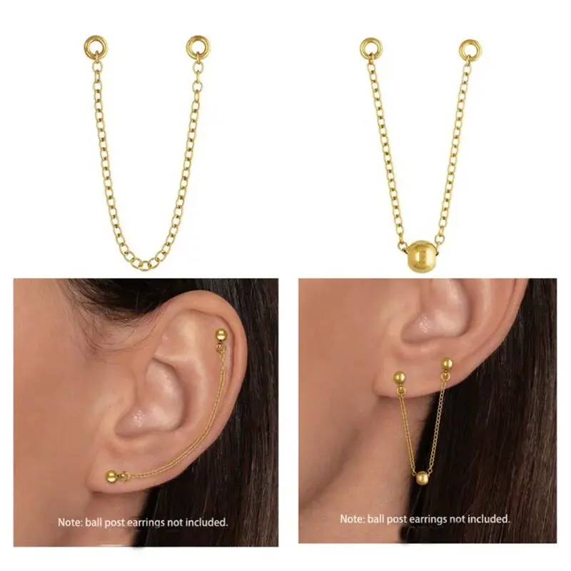 JOEAR-Jaquette d'oreille remplie d'or JO14 K, fil d'oreille perlé de 4mm pour bijoux, boucle d'oreille exécutive, accessoire hypoallergénique