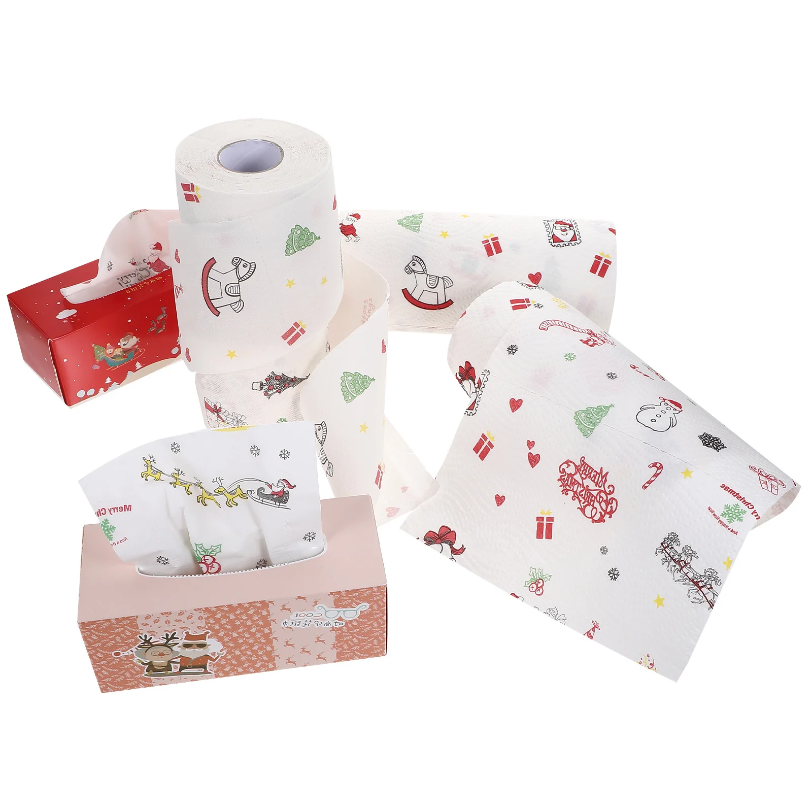 عبوات مناديل جيب ورق التواليت، مناشف يدوية لطيفة على شكل زينة عيد الميلاد، طباعة عيد الميلاد للوجه #6