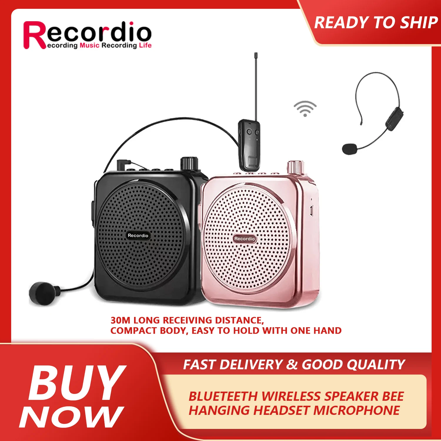 Altavoz inalámbrico GAS-M90 BT, altavoz Little Bee, guía turística de enseñanza para profesores, promoción de centro comercial, auriculares montados en la cintura, microph