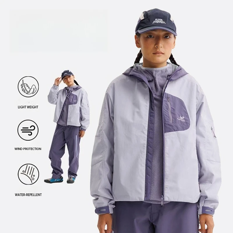 Outdoor Windproof Waterproof Lightweight Breathable American Retro Style Tactical Hooded Jacket Camping Unisex