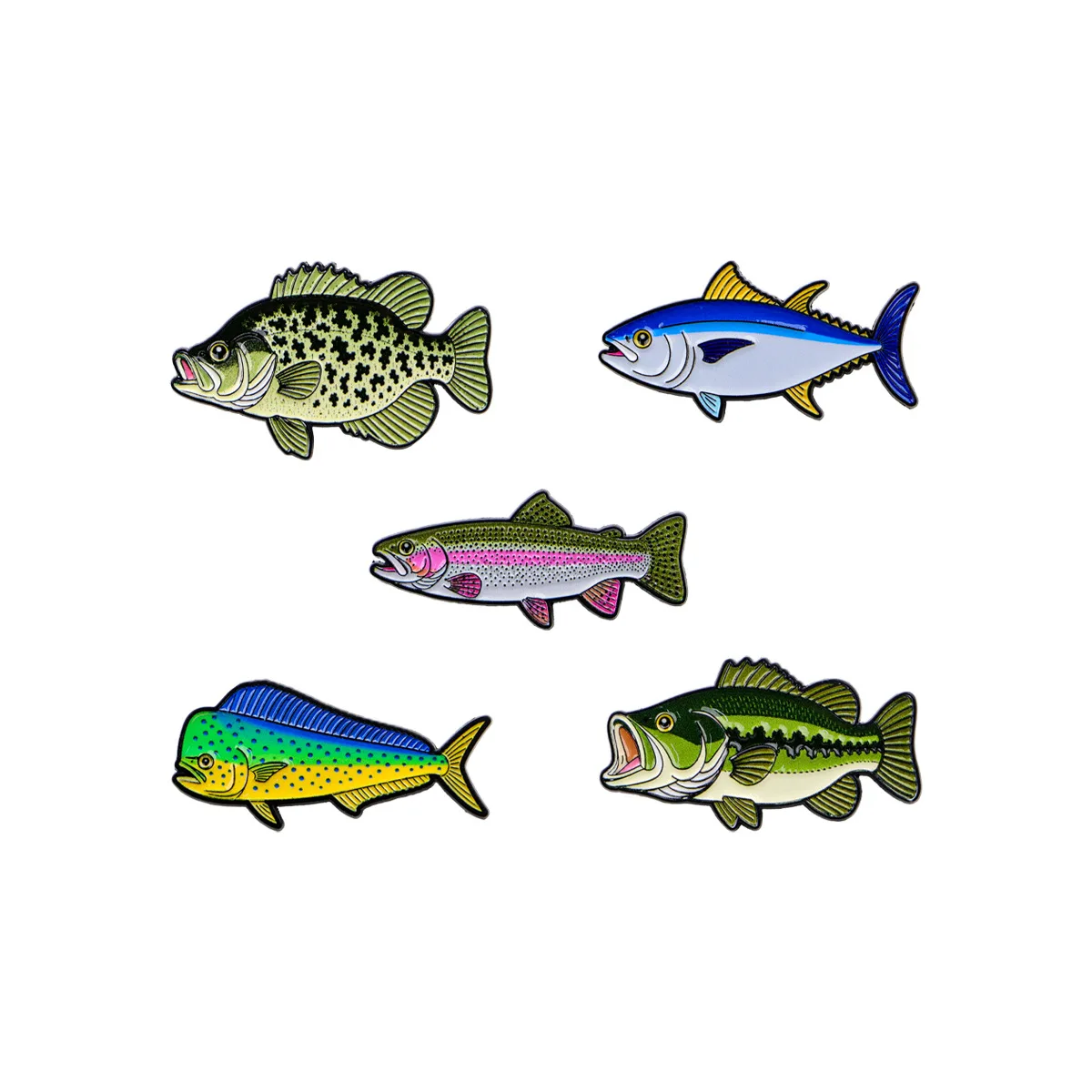 Fishing Fish Enamel Pin Realistic Largemouth Bass Tuna Trout Lapel Badge Angler Brooch Backpack Jacket Hat DIY Craft Jewelry