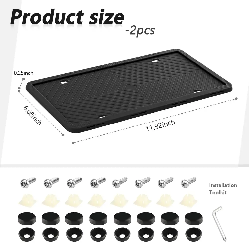 2 قطعة إطارات لوحة ترخيص السيليكون مع مسامير لوحة الترخيص غطاء لوحة الترخيص العالمي ملحقات السيارات الخارجية