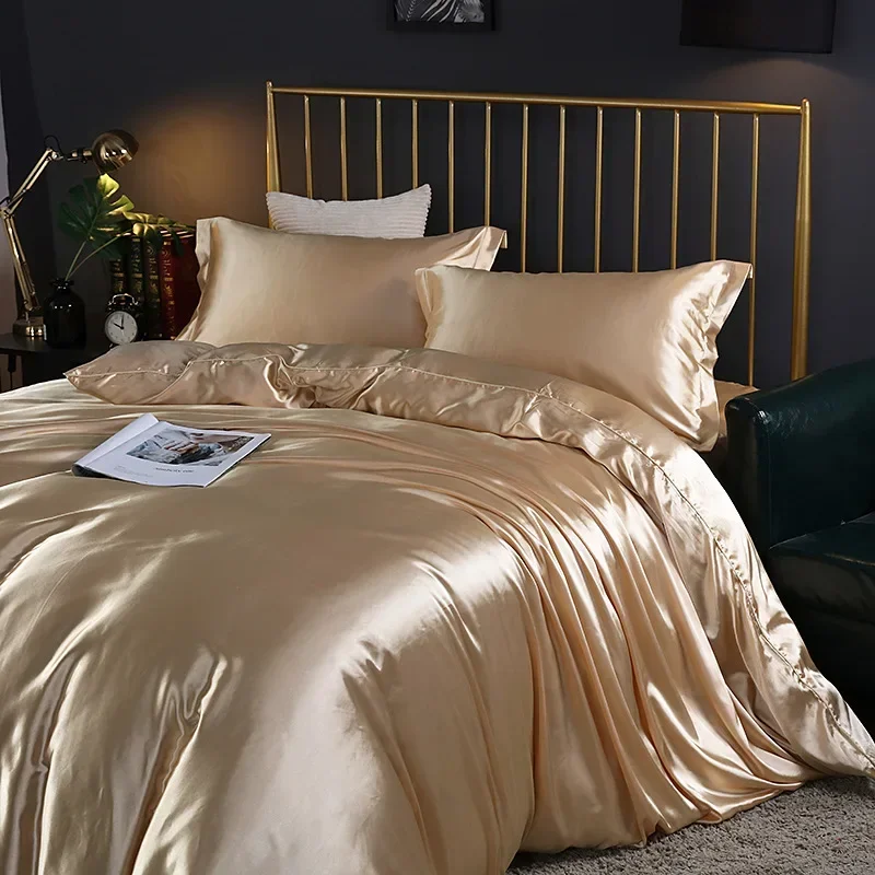 Zijde 100% Mengen Natuurlijke Moerbei Zijde Beddengoed Set High End Satijn Glad Dekbedovertrek Set Dubbele Kingsize Queen Size Lakenset
