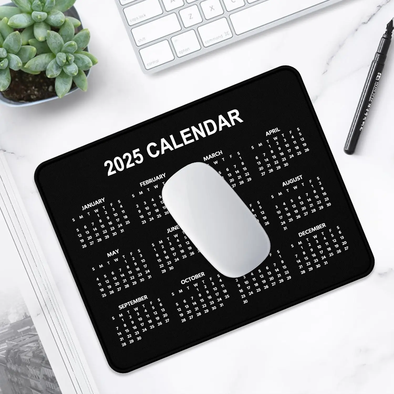 2025 Calendar Mouse Pad Square New Year 2025 Mousepad Anti-Slip  Mouse Mat Office Gaming Laptop Computer Office Supplies Gift