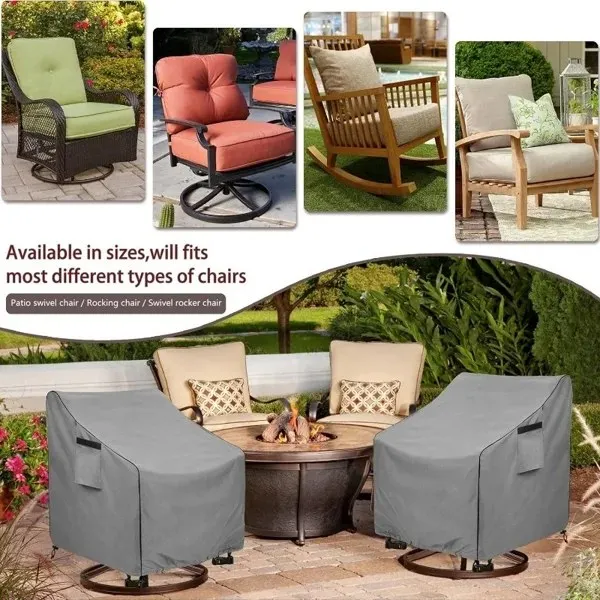 2‑Pack Universal Patio Chair Covers, Heavy‑Duty Waterproof Outdoor Furniture Protector, UV‑Resistant Windproof Dust‑Proof Cover