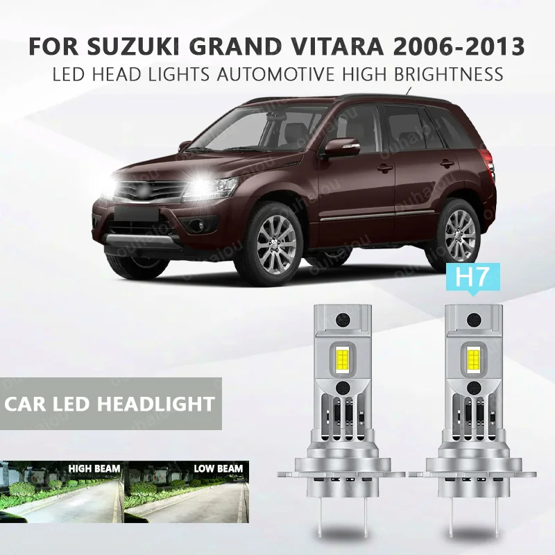 

For Suzuki Grand Vitara 2006-2013 Low Beam Led Bulb 2pcs H7 Without Fan Headlight Bulb 60W 6000K Plug and Play 12V H7