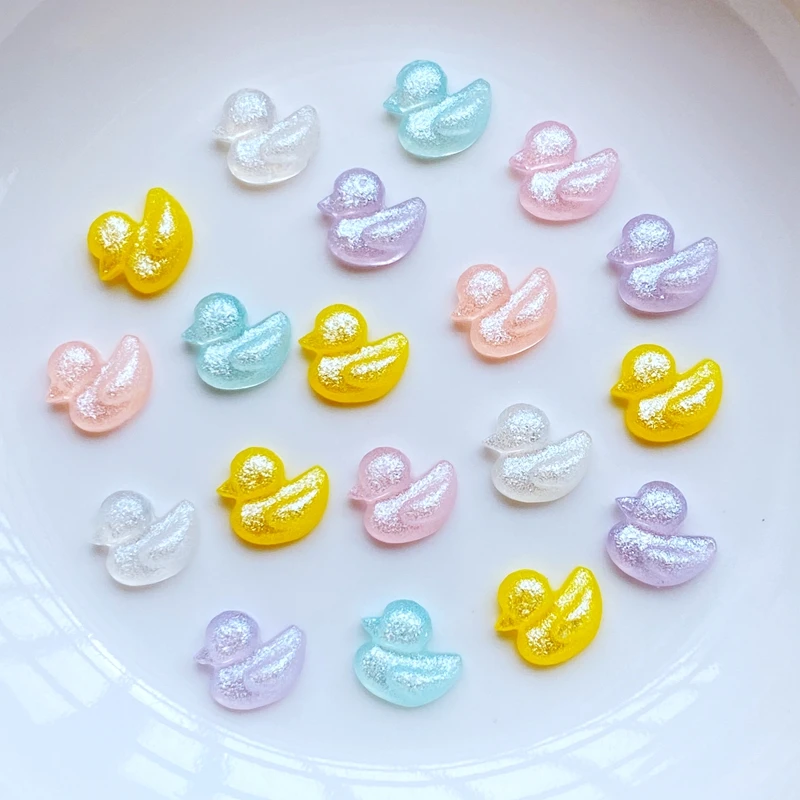 100Pcs New Cute 8mm Resin Mini Pearl Powder Duckling Flat Back Cabochon Scrapbook Kawaii DIY Embellishments Accessories