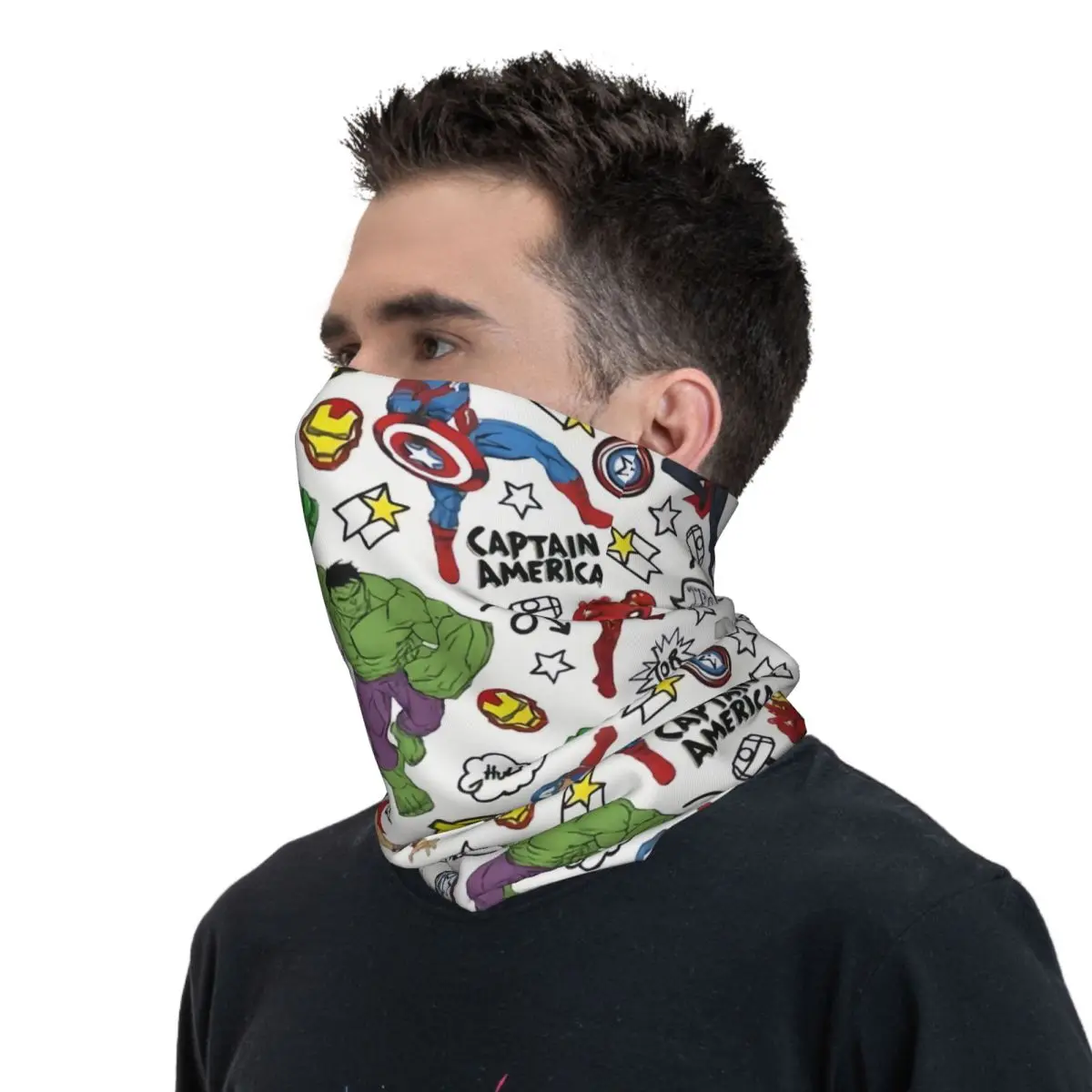 مخصص كابتن أمريكا باندانا الرقبة أدفأ الرجال النساء الشتاء التزلج التنزه وشاح الجراب أنيمي خارقة فيلم واقي الوجه