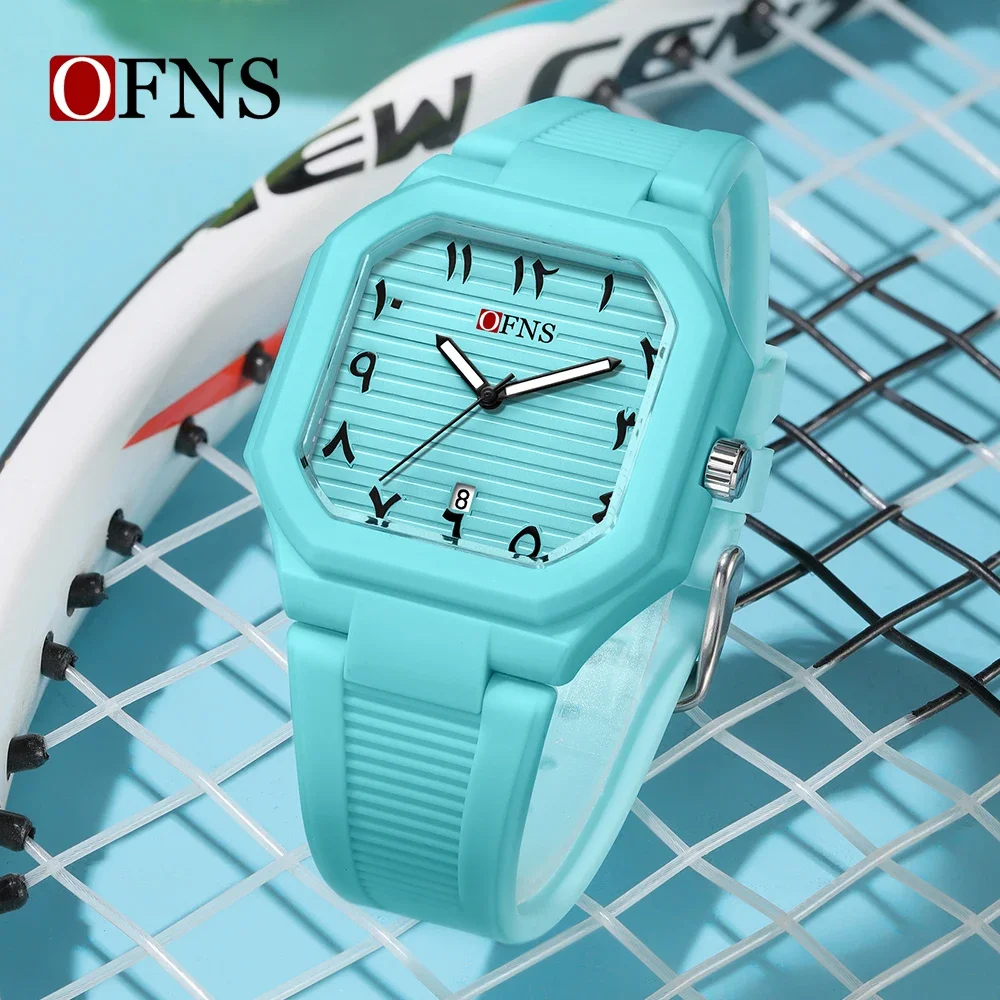 

OFNS new 1587 student quartz watch with Arabic numeral dial, luminous calendar, waterproof men's and women's fashion watch