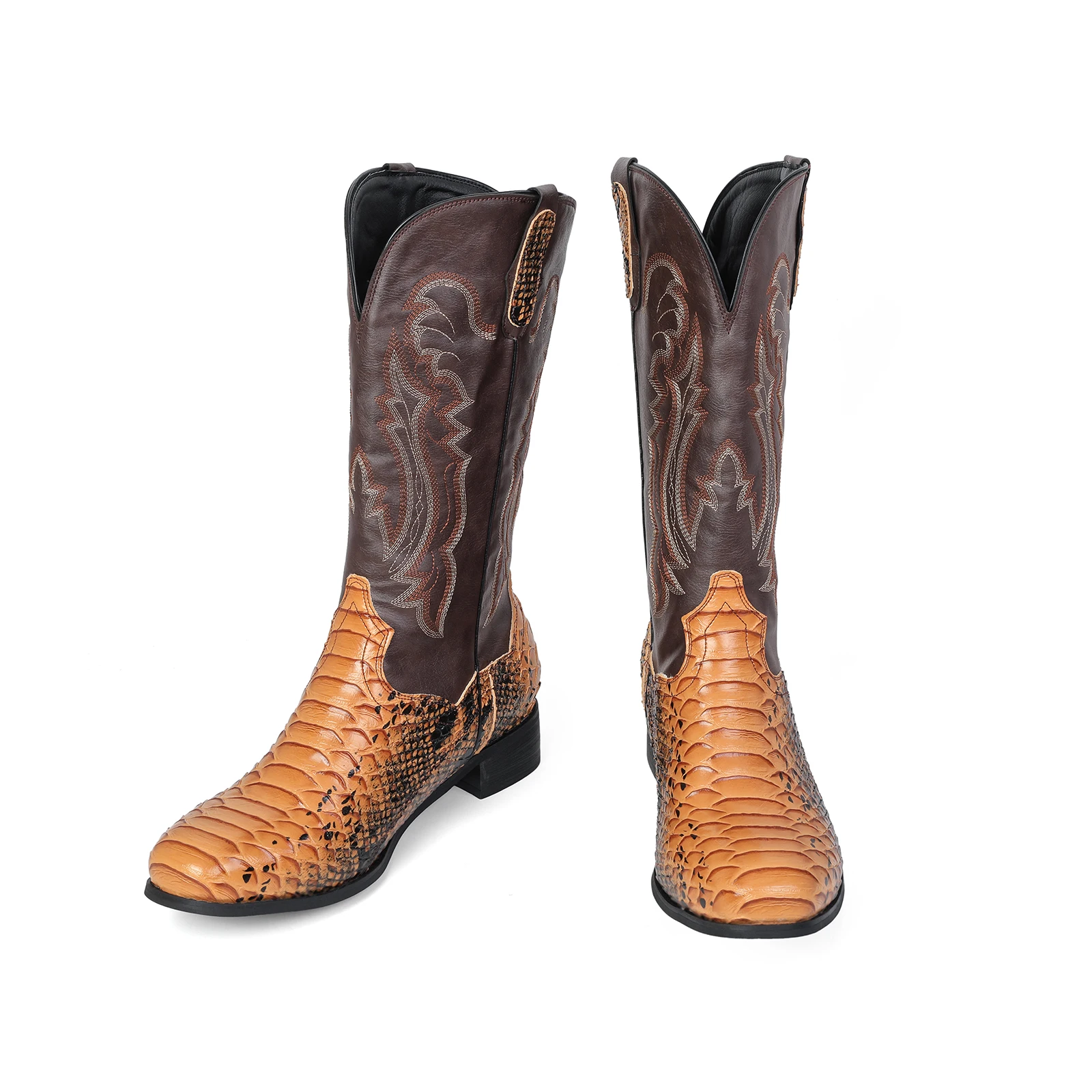 남성용 악어 꼬리 프린트 카우보이 부츠 이국적인 프린트 카우보이 부츠 웨스턴 부츠