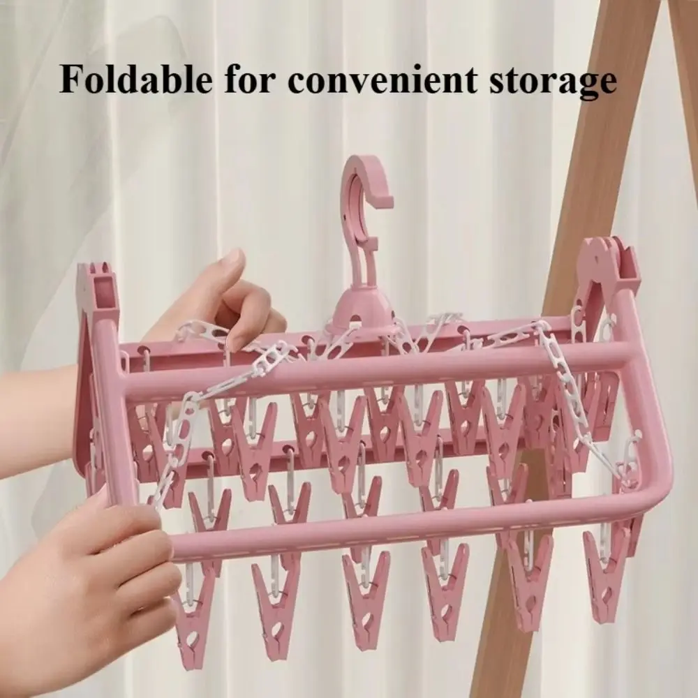 

Hanging Rack Extra Thick Drying Rack 32 Clips Plastic Material Multi Clip Hanger Space Saving Foldable Drying Hanger Home Use