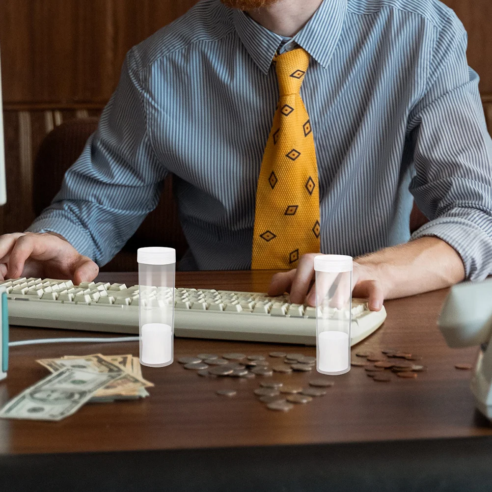 

20Pcs Coin Storage Tube 31Mm Clear Round Plastic Organizer with Protective Foam Lining Secure Screw-on Lid for Coin Collecting