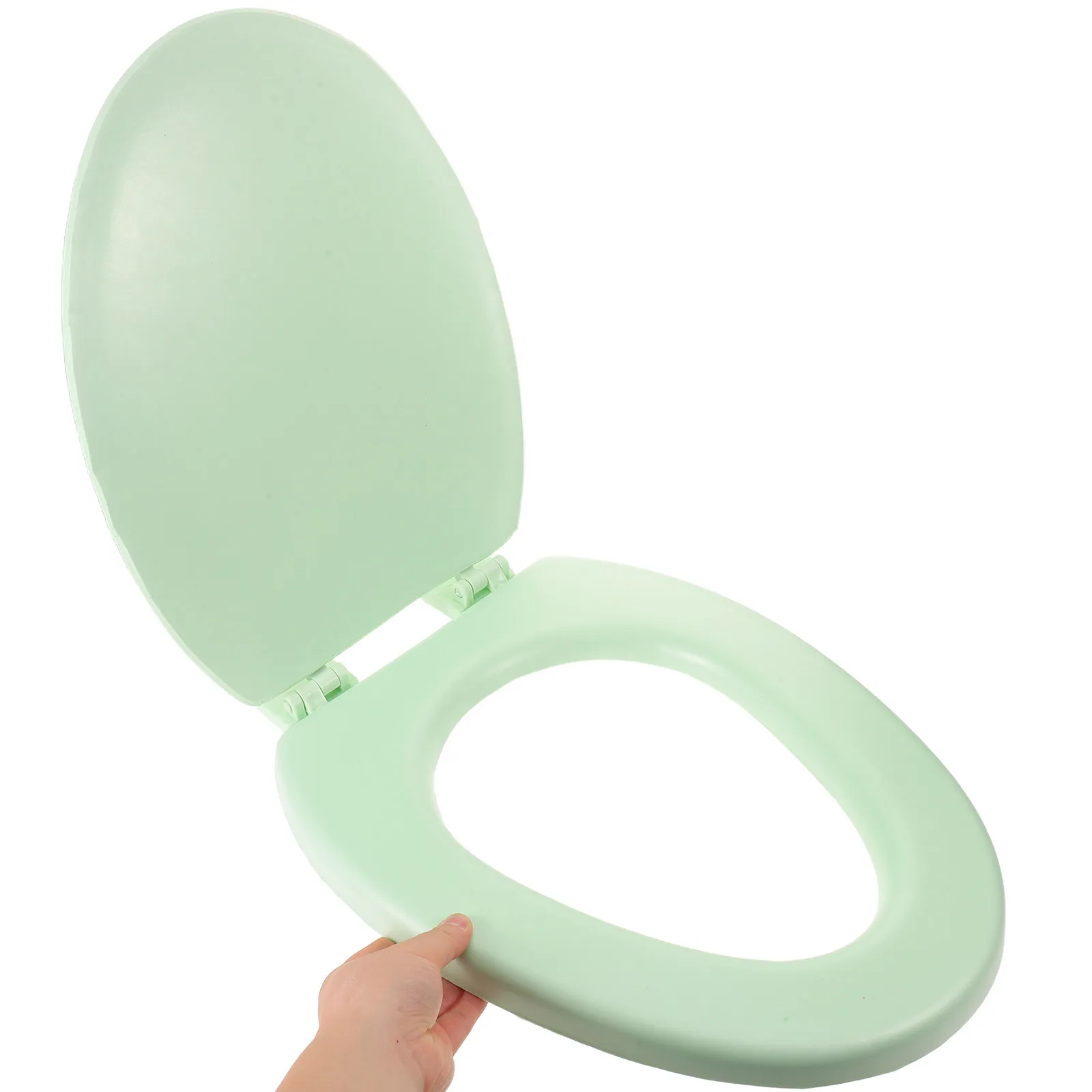Soft Close Toilet Seat Removable Oval Foam Cushion Noise Free Quiet Close Oval Bathroom Lid Light Green Anti Slam