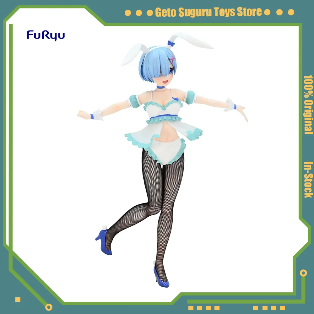 Original FuRyu BiCute Action Figures Life in A Different World From Zero Comics Model Rem Bunny Costume Girl Anime Cute Toys Boy