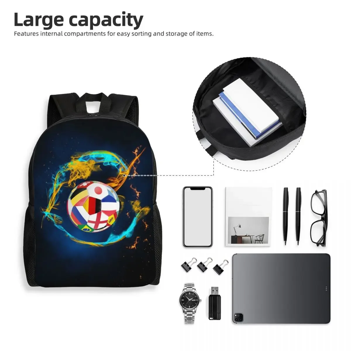 Custom Soccer Balls Lover Football Laptop Backpack Men Women Basic Bookbag for School College Student Sports Gift Bags