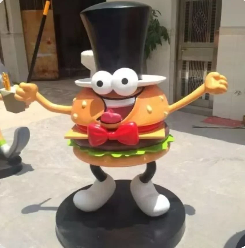 Custom Outdoor Hot Sale Resin Sculpture Fiberglass Burger Statue for Sale