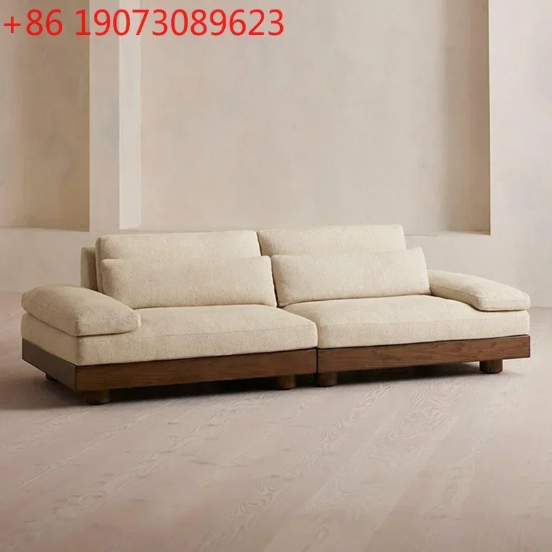 Single Linen European Sofas Beige Fabric Nordic Large