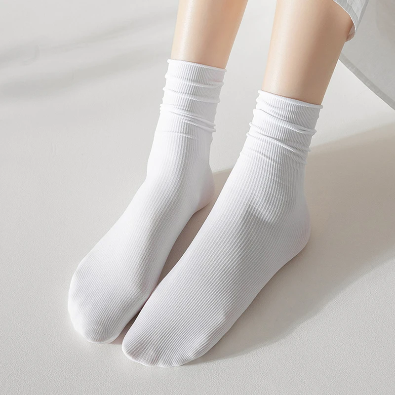 Summer Women Socks Cute Velvet Loose Knitting Nylon Thin Spring Female Socks Tube Soft Breathable Long Stockings Solid Color