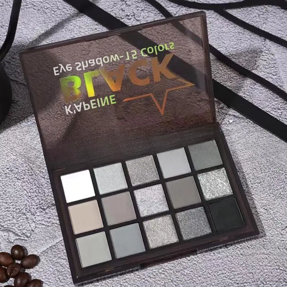 Paleta de sombra de ojos Smokey, 15 colores, gris oscuro, sombra de ojos mate, sombra de ojos Smokey para maquillaje gótico