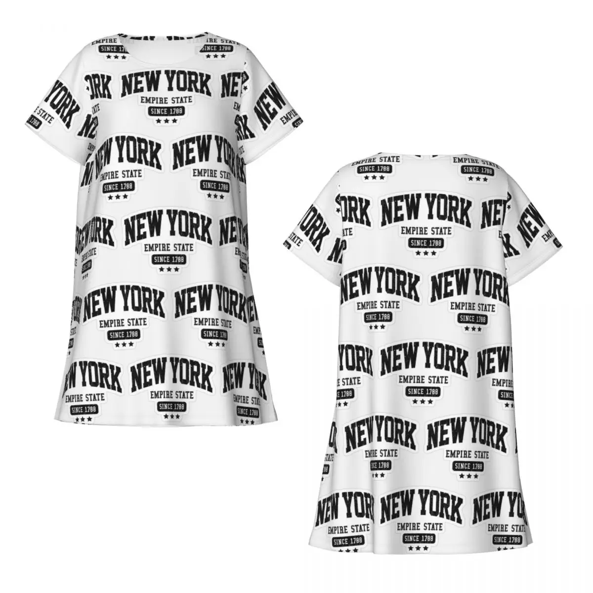 Custom Brooklyn New York Short Sleeves Nightdress For Sleeping Sleepshirts Women Short Sleeve Nightgowns Soft Pajama Dress