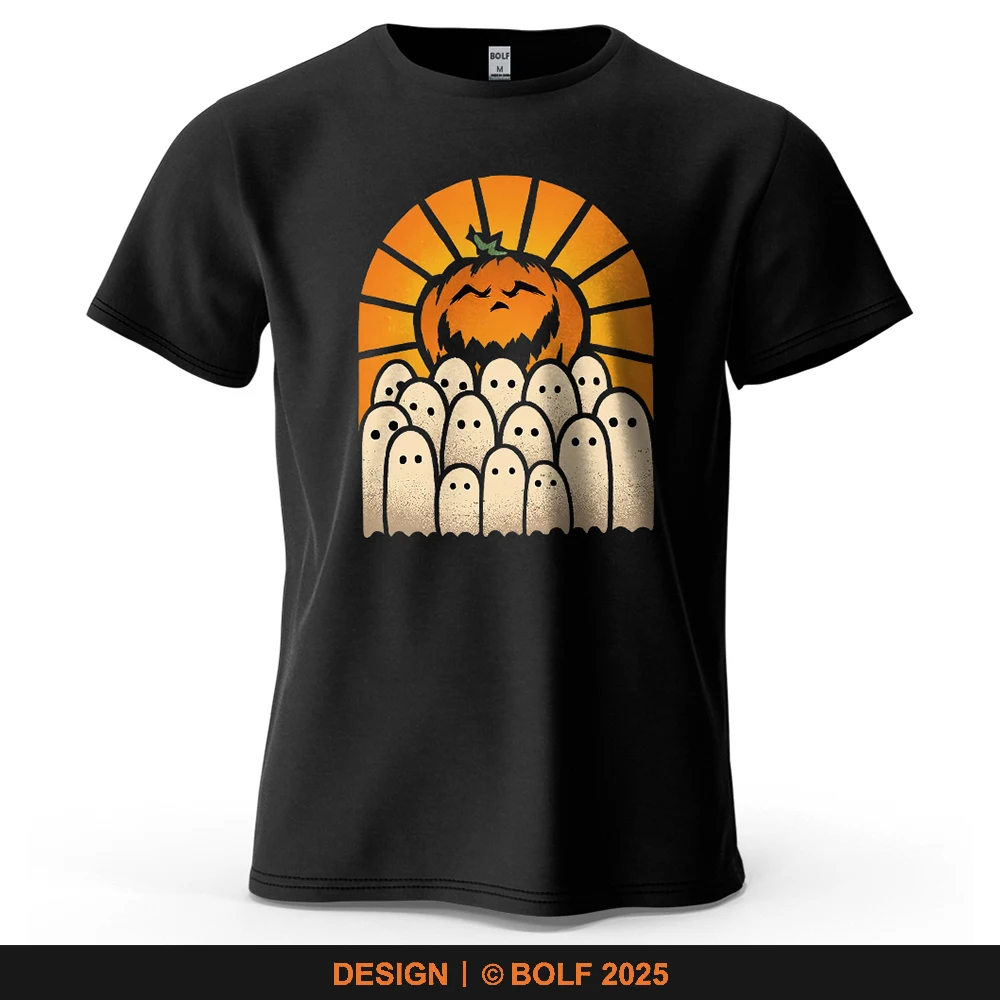 Halloween-Geister-bedrucktes Herren-T-Shirt, 100 % Baumwolle, übergroß, lustige Halloween-Partys, grafische T-Shirts für Damen, Tops, T-Shirts, Streetwear