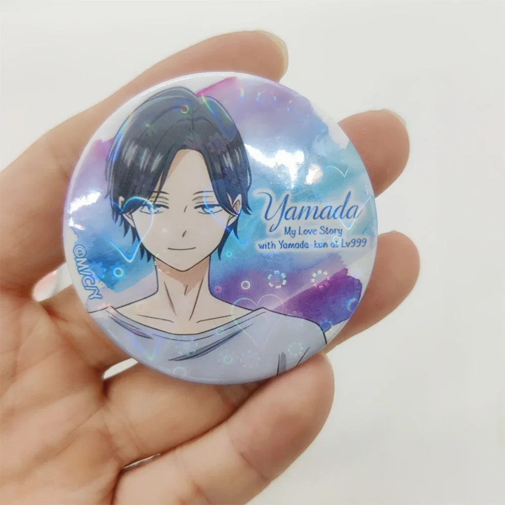 Anime Yamada-kun At Lv999 Fancy Laser 58mm Brooch Figure Backpack Decoration Cosplay Collections