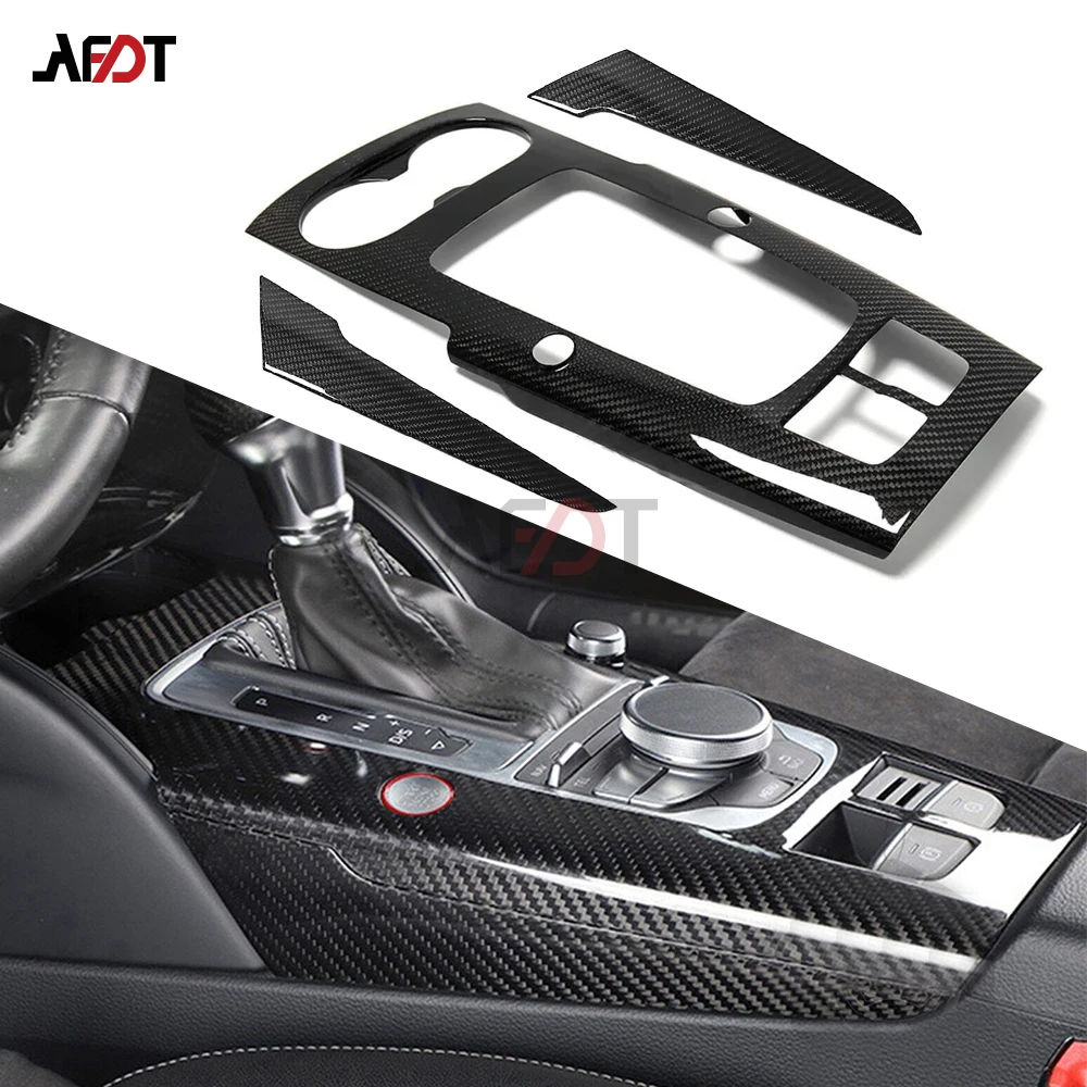 AFDT Carbon Fiber Car Interior Moldings Center Console Gear Shift Panel Cover Trim For Audi A3 S3 RS3 8V 2012-2019