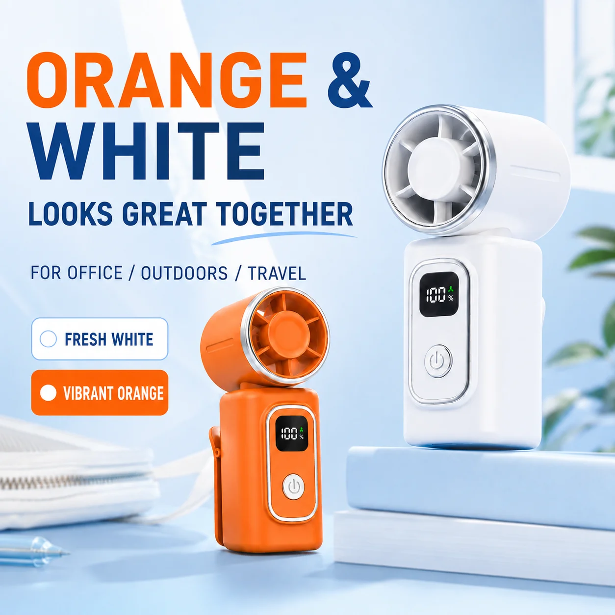 Portable Clip Mini Fan 3000mAh Rechargeable 5W USB-C Fan With Digital Display 20 Speed Levels 180° Rotation For Desk Stroller