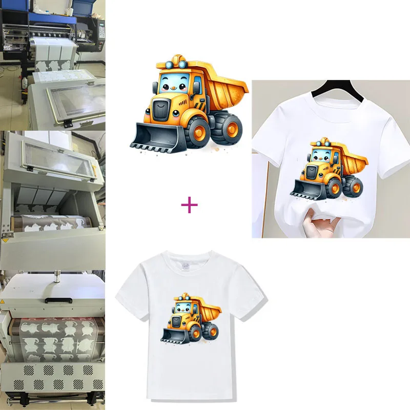 Heavy Machinery Excavator Car Patches on Clothes Heat Transfer Stickers for Jackets Iron on DIY T shirt for Kids Decor Appliqued