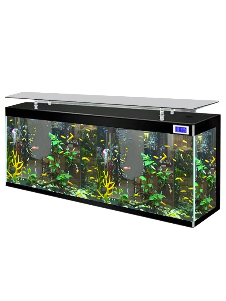 

Super White Fish Tank Aquarium Living Room Floor Home Partition Screen Bottom Filter TV Cabinet Fish Tank