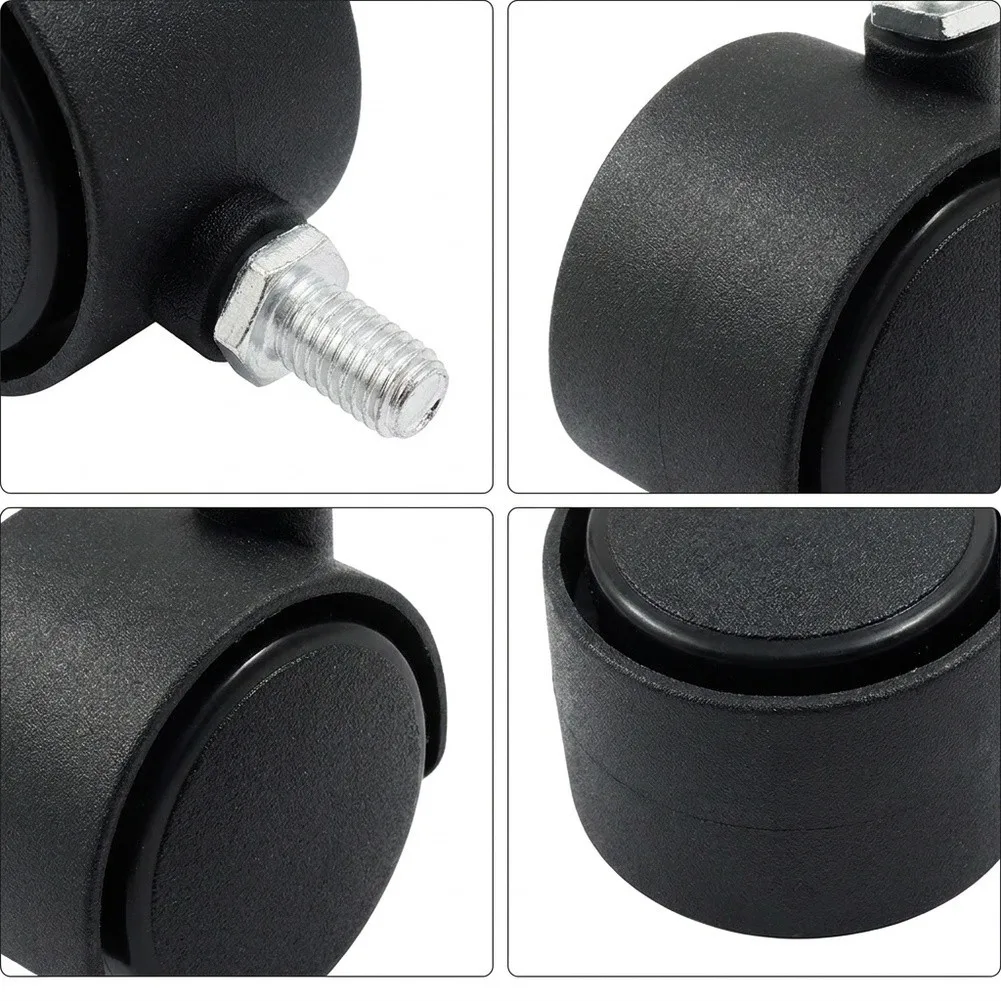 Swivel Caster Wheels 1.5 Inch with M8 15mm Threaded Stem for Furniture Mobility Industrial Shelving Cabinets Tables and Desks