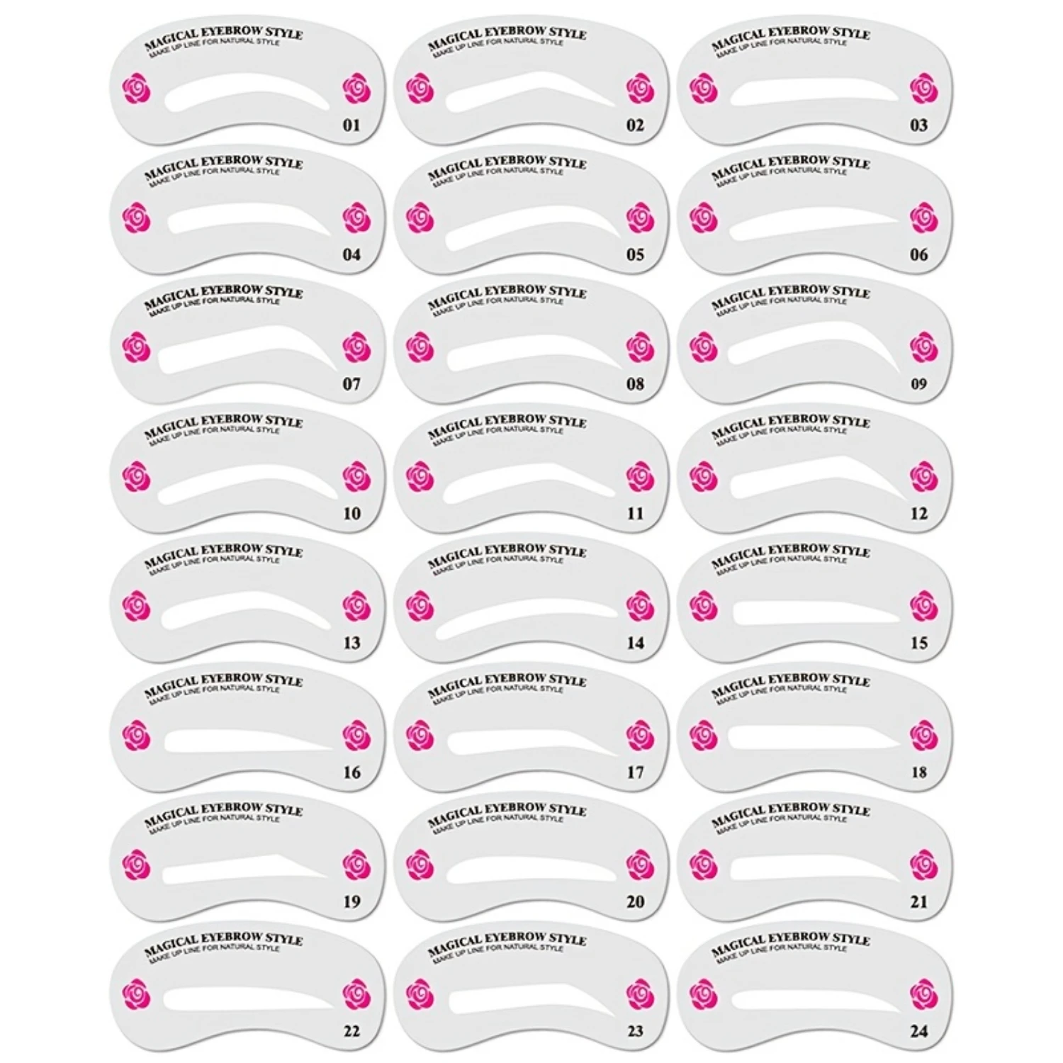 Wenkbrauwsjabloon 24-patroon Make-up Wenkbrauwsjabloon Make-up Beauty Tool Wenkbrauwsjabloon 24-vellen set