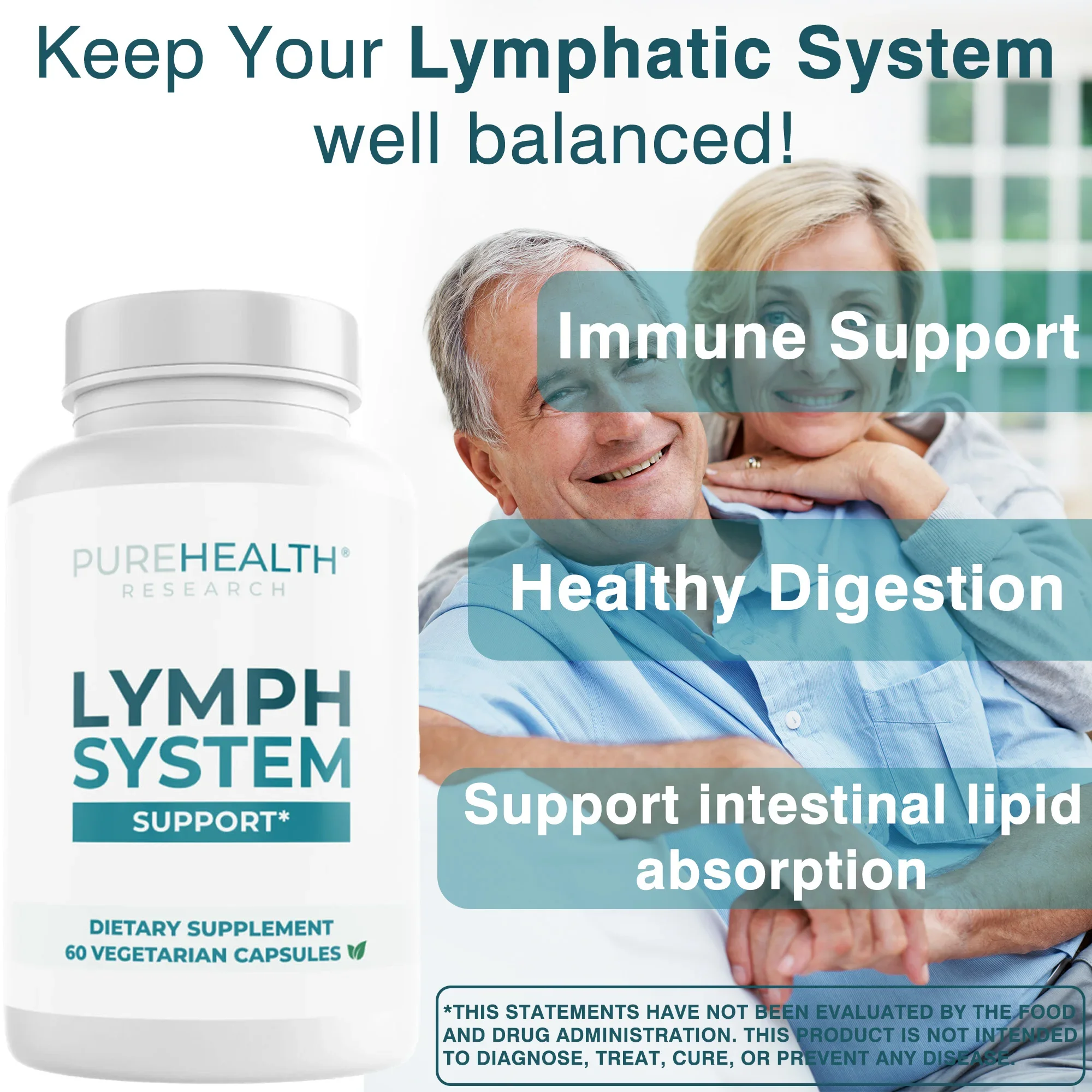 

Lymphatic System Support - Lymphatic Cleansing Immune Support Supplement To Promote Lymphatic Drainage and Relieve Swelling