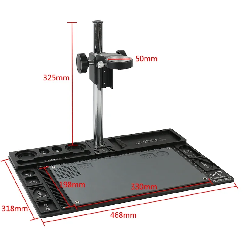 Imagem -03 - Telefone Pcb Soldering Repair Station Mesa Ajustável Boom Stand de Trabalho Suporte de Anel de 50 mm Braço Ajustável para Microscópio Estéreo