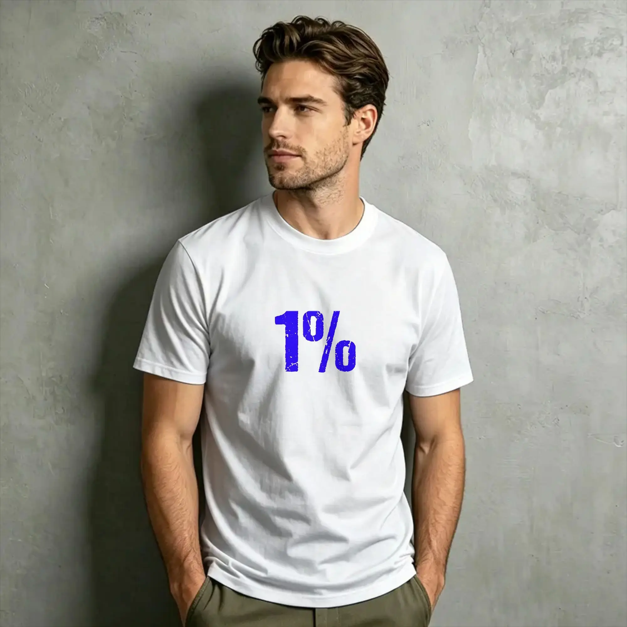 One percenter 1% Men T Shirts  Leisure Tee Shirt Short Sleeve Crew Neck T-Shirts 100% Cotton Birthday Present Clothing