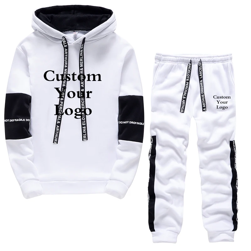 

New Men's Custom Logo Tracksuits Sweatershirts Suit Gyms Hoodies+Pants Streetwear Casual Suit Men Sports Hoodie Suits