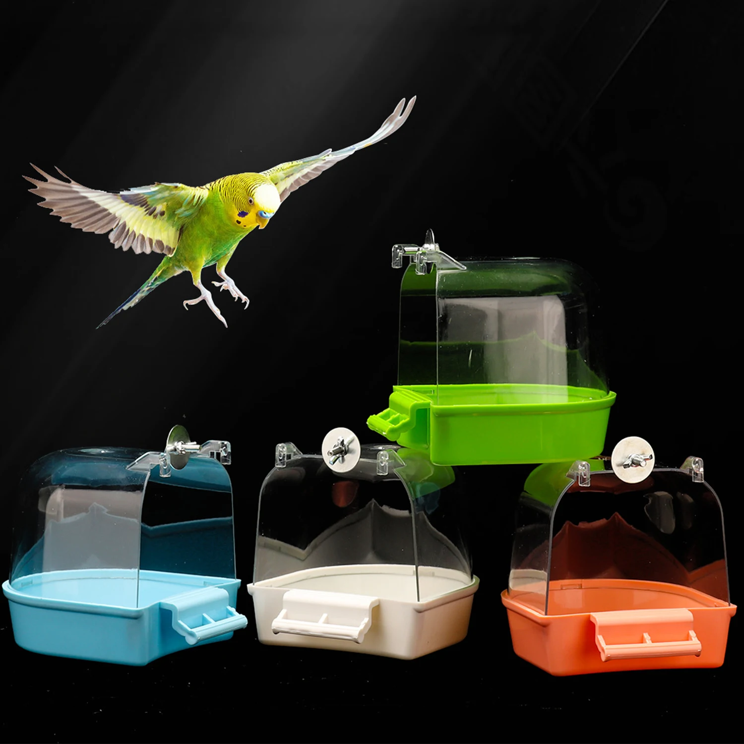 Hanging bird bath box parakeets cage bath tub bird cage accessories pet bath tub canary companion parrots bird supplies