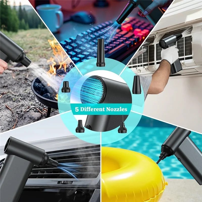 منفضة هواء كهربائية لاسلكية عالية السرعة، 1800 دورة في الدقيقة، منفاخ هواء 4 أوضاع لتنظيف الأماكن الخارجية والسيارة