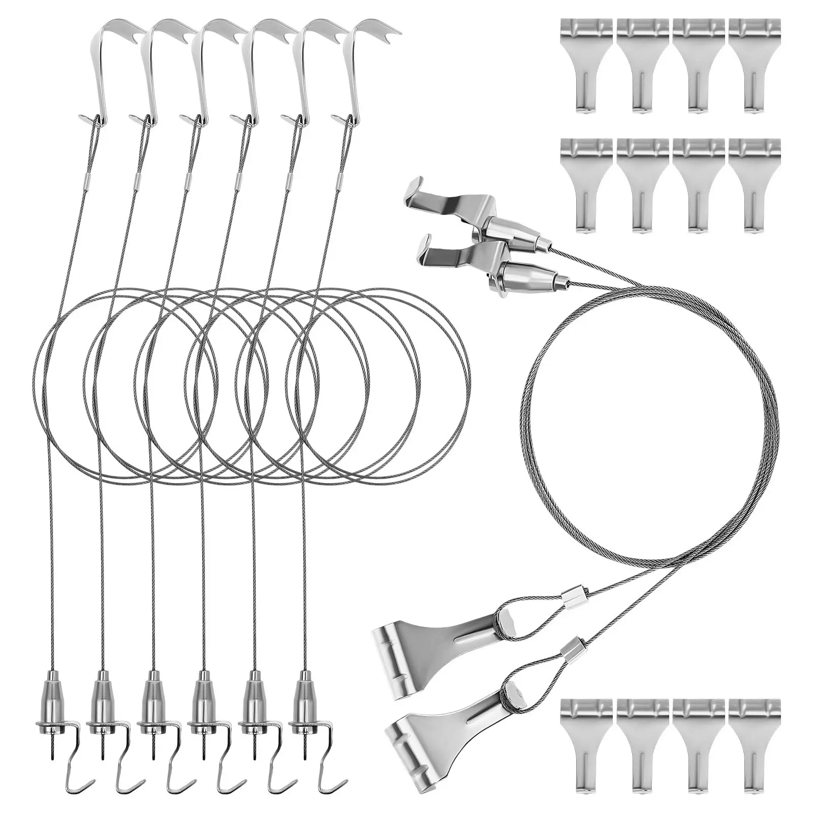 8Sets Heavy Duty Picture Frame Hooks Rail Hanging System Wires Versatile Gallery Kit Museums Homes Art Exhibitions