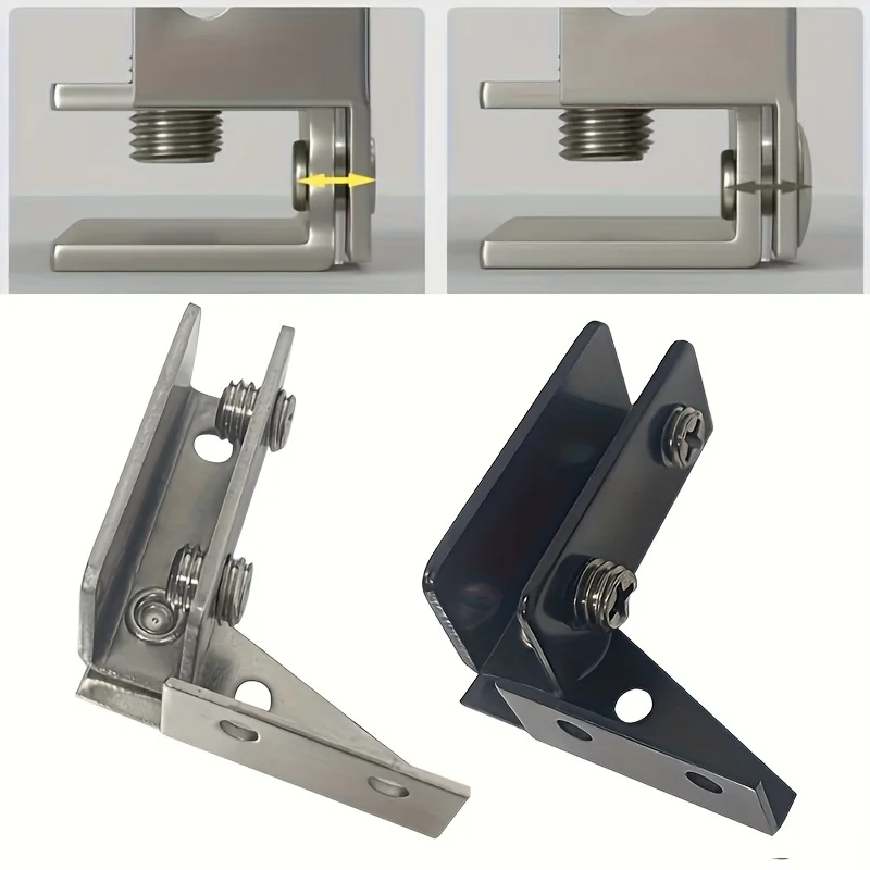 2pcs Non-Perforated Glass Door Hinges,Display Cabinet Hinge,Wine Rotating Shaft Glass Clip,Furniture Door Hinge Hardware