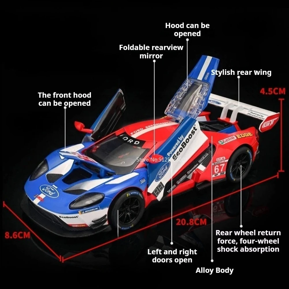 1:24 Scale GT-MK Sports Car Miniature Diecast Toy Alloy Models Doors Opened Rubber Tires Pull Back Vehices Bedroom Decorations