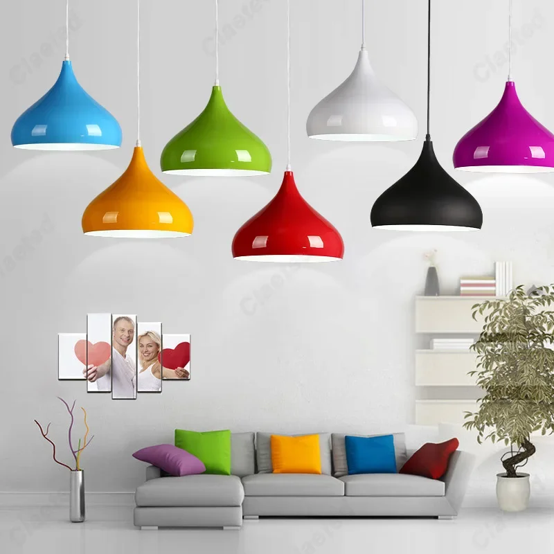 

Creative and Minimalist LED Color Pendant Light E27 Home Living Room Dining Room Hotel Decoration Atmosphere Lighting Fixtures