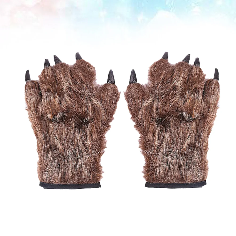 Trajes de cosplay monstro peludo mãos luva lobo luvas compõem design assustador garra