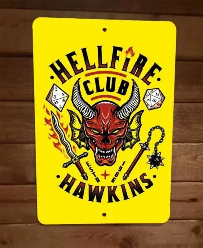 

Металлический Настенный знак Hellfire Club 1986 Hawkins 8x12