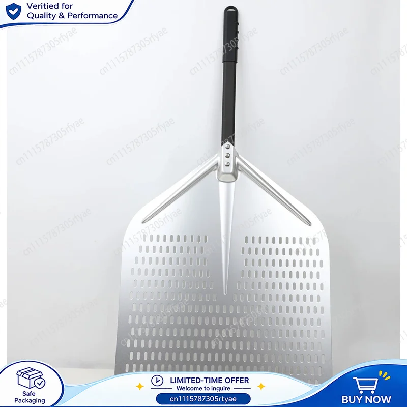 18 20 Inch Pizza Peel Square Perforated Aluminum Shovel Large Pizza Turning Peel with Detachable Long Handle for Oven
