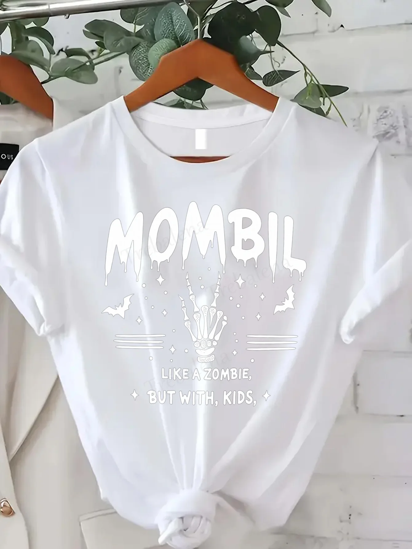 Koszulka damska Mombil: Koszulka Zombie Mom z dziećmi, zabawny i seksowny styl