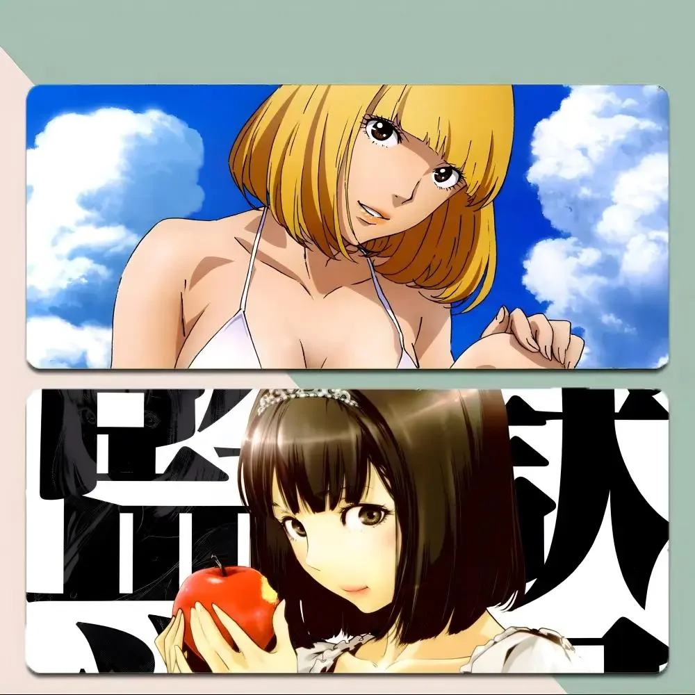 Anime-Comedy-Mauspad „P-Prison School“, dickes, genähtes Gaming-Mauspad mit Rand, große, rutschfeste Schreibtischunterlage
