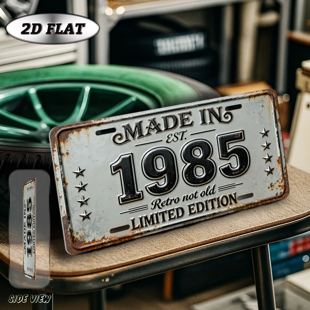 2D Flat - 【2D Flat】 1pc 2D Flat Vintage Metal Aluminum Sign Decoration | Made in 1985, 12'' × 6'' Retro Home Decor for Living Ro